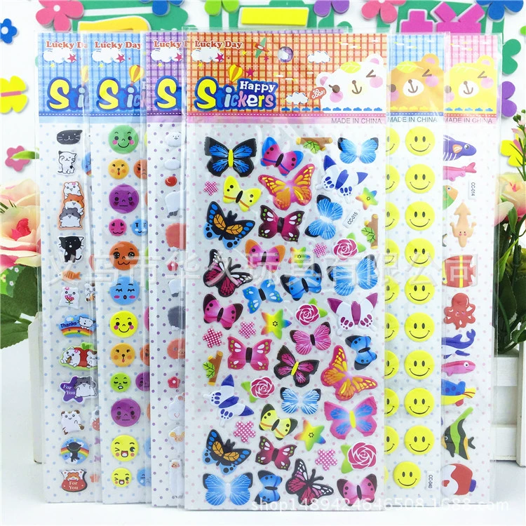 Детские мультяшные анимационные наклейки для детского сада, пузырьковые наклейки, обучающие 3D стерео наклейки для раннего образования