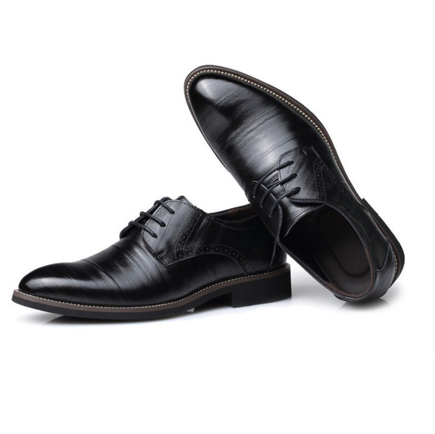 New men's British pointy business casual retro leather shoes men's leather shoes_vogvips.com