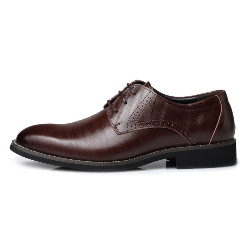 New men's British pointy business casual retro leather shoes men's leather shoes_vogvips.com