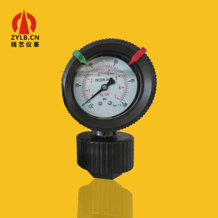 供应PP隔膜耐震压力表PP充油压力表Y63PP隔膜压力表7KG 1KG厂销