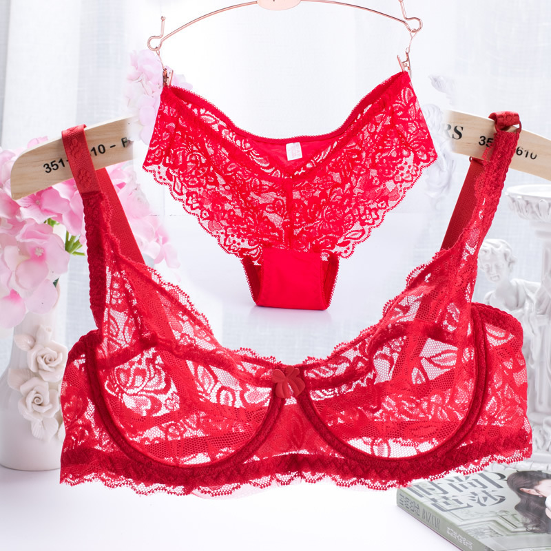 Large Size Thin European and American Steel Ring Sexy Bra Set Ultra-thin Transparent Full Lace Comfortable Underwear Sleep Bra Large Size Thin European and American Steel Ring Sexy Bra Set Ultra-thin Transparent Full Lace Comfortable Underwear Sleep Bra