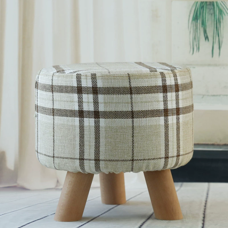 Табурет для переобувания, табурет для обуви из массива дерева, маленький табурет, тканевый табурет для сидения, табурет для примерки обуви, круглая скамейка на трех ножках, детский диван-табурет, низкий табурет