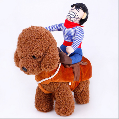 Perro caballo traje villano transformación traje muñeca Denim Knight Golden Retriever Teddy personalidad divertida ropa para perros