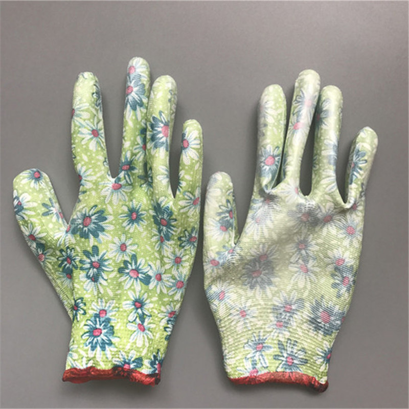出口印花PU浸胶园艺花园劳保手套