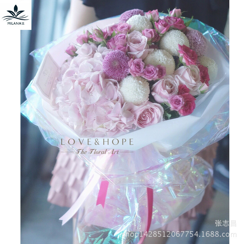 OPP celofán regalo de embalaje de papel de embalaje regalo de flores ramo de película mágica papel de embalaje color Iris papel láser