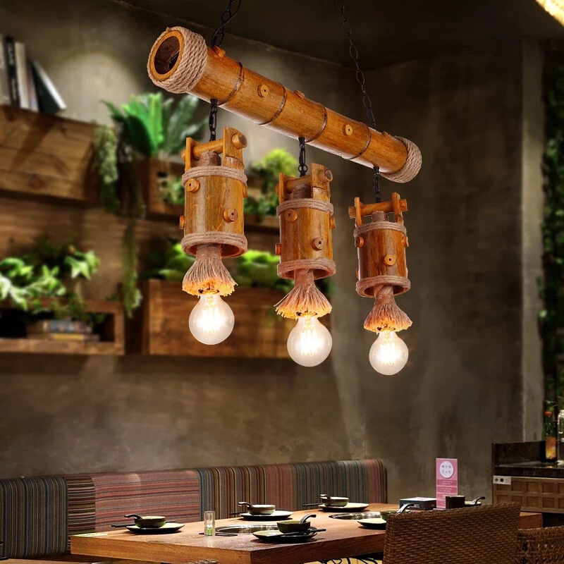 Retro industrial style chandelier restaurant coffee shop lamps restaurant box lamp creative hemp rope bar craft chandelier