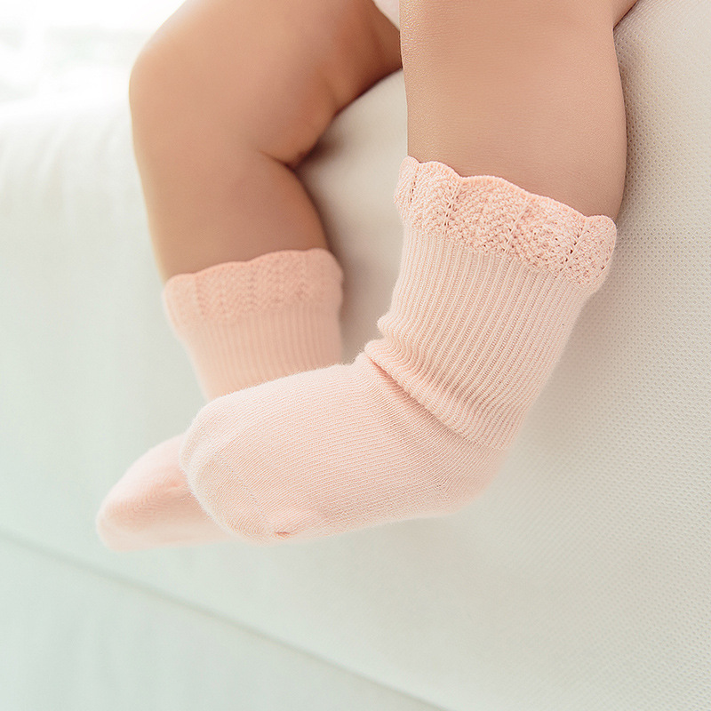 Coreano nuevo exquisito encaje de algodón calcetines de bebé de algodón peinado hecho a mano sin hueso calcetines de los niños