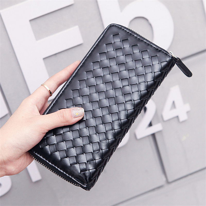Women's Wallet 2022 Woven Long Zipper Clutch Korean Style Simple Large Capacity Pu Leather Wallet Trendy Hot Item