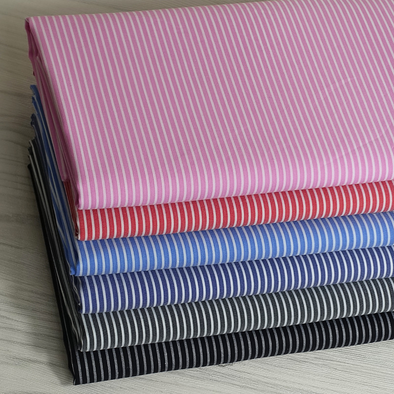 源头供应品质款棉锦弹力条纹布60S色织布 男女衬衫面料批发612系