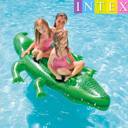INTEX 58562 Large Crocodile Riding Water Inflatable Float Bed 58546 Small Crocodile Riding Raft Swimming