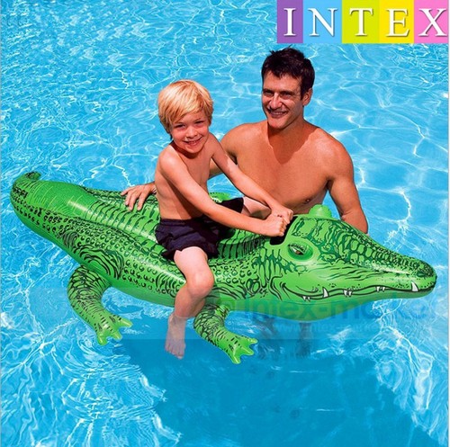 INTEX 58562 Large Crocodile Riding Water Inflatable Float Bed 58546 Small Crocodile Riding Raft Swimming
