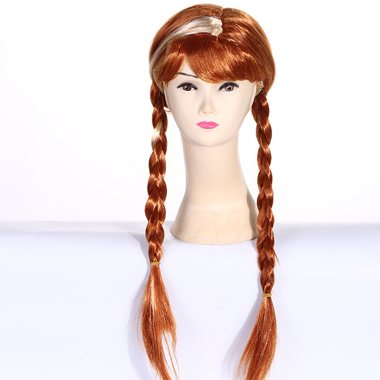Frozen Elsa Anna Aisha Princess cos wig anime style children's braid ball performance head Frozen Elsa Anna Aisha Princess cos wig anime style children's braid ball performance head