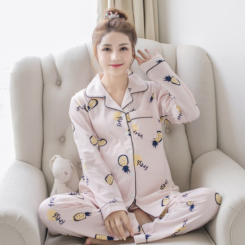 Manufacturer wholesale autumn combed cotton thick cardigan pajamas long-sleeved sweet nursing suit shirt maternity confinement clothes