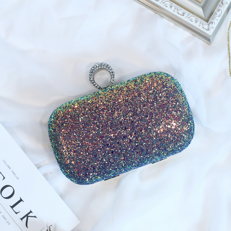 Bolsa de noche de lentejuelas de colores de fábrica famosa bolsa fiesta bolsa de noche con incrustaciones Bolsa De noche suministro transfronterizo entrega de una pieza