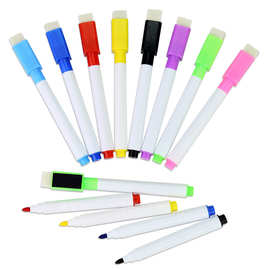 厂家直销白板笔可擦笔多彩色黑芯水性环保带磁铁画画笔刷广告LOGO