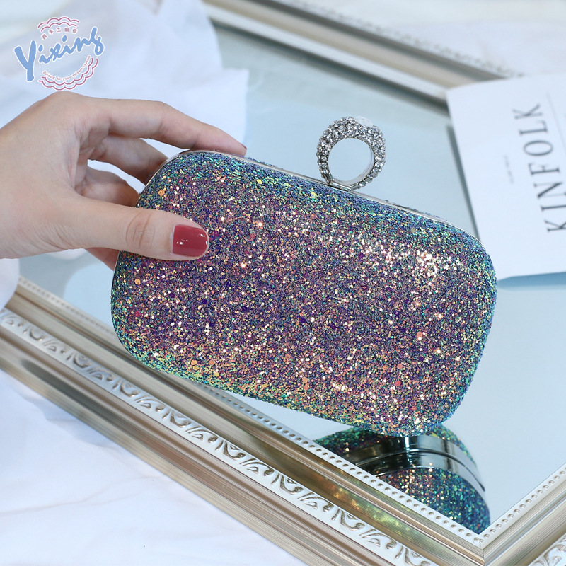 Bolsa de noche de lentejuelas de colores de fábrica famosa bolsa fiesta bolsa de noche con incrustaciones Bolsa De noche suministro transfronterizo entrega de una pieza