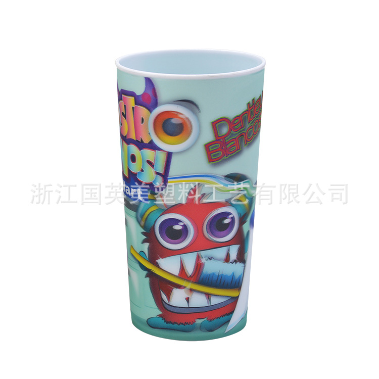 跨境热销工厂低价3D三维立体变幻膜内贴贴纸可爱16oz塑料PP吸管杯