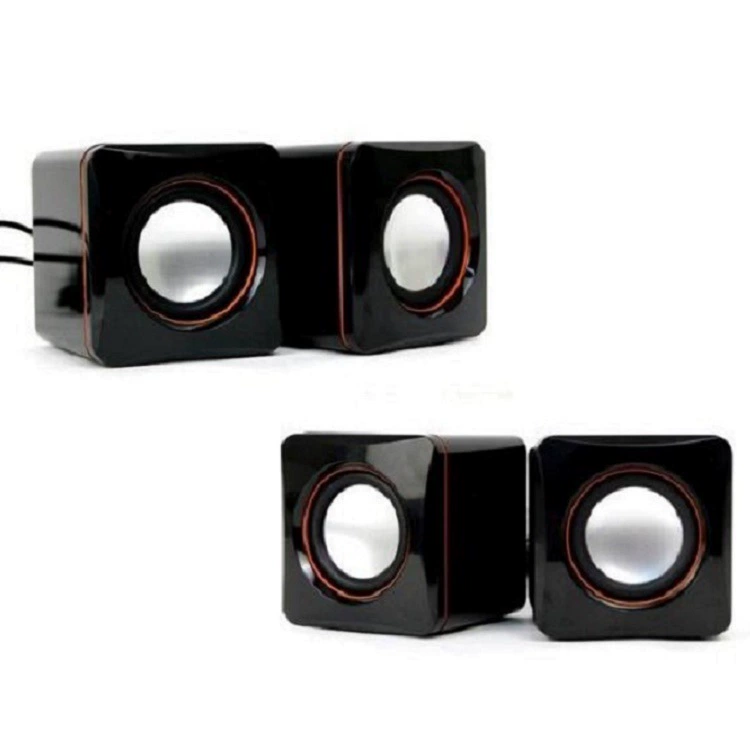 Laptop, speakers, small megaphone, 02A