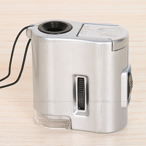 60x Portable Microscope LED Light Money Detection Pocket Antique Jewelry Appraisal Magnifying Glass with Leather Case Lanyard