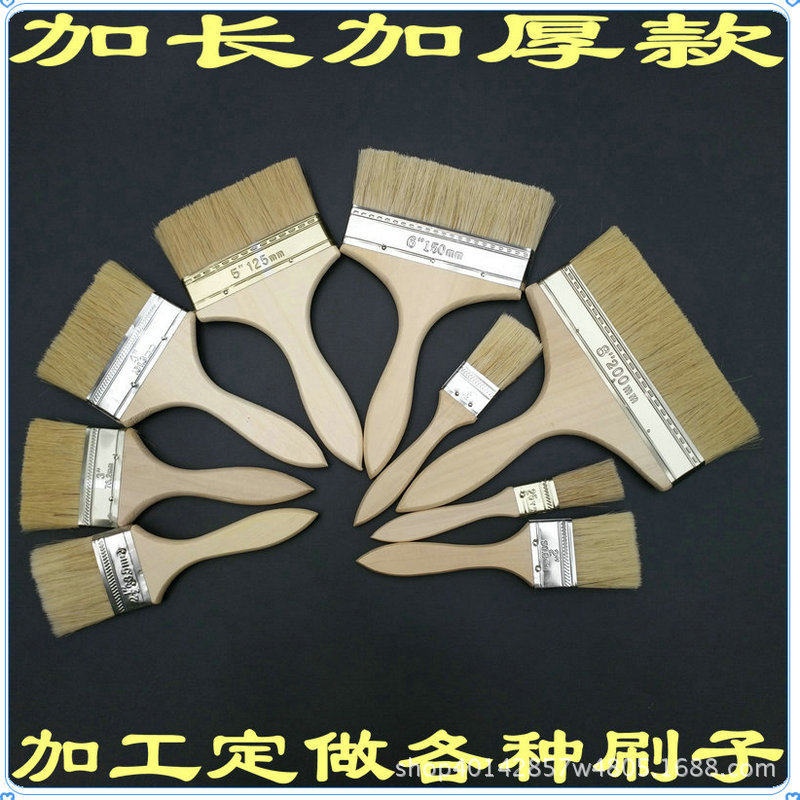 Wholesale Thickeneded Waterproof Brush with Wooden Handle, Various Paint Brush, Marine Brush, Pig Hair Brush, Standard Thin Handle Brush