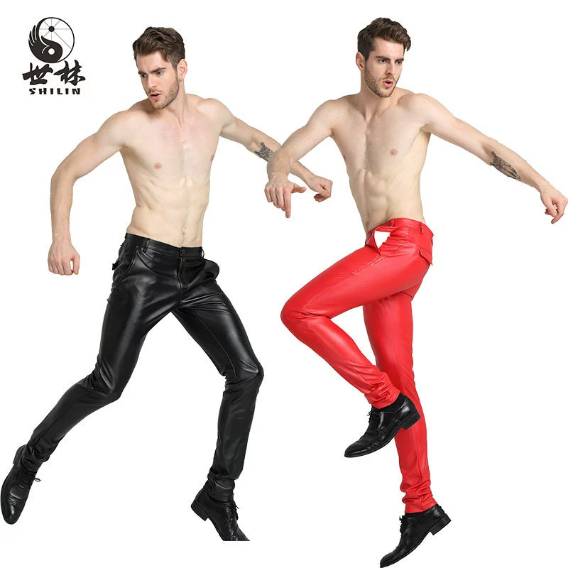 Трансграничные Amazon весенне-осенние новые мужские облегающие кожаные брюки большого размера, мотоциклетная тенденция, корейская версия, производитель, оптовая продажа