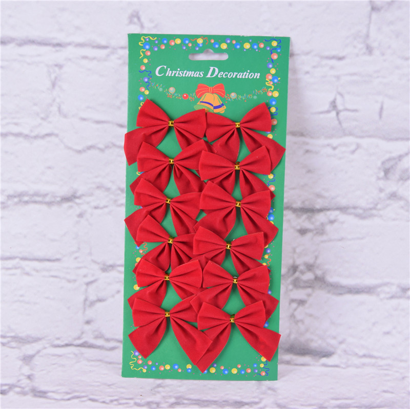 Navidad decoraciones 5,5 cm oro y plata paño rojo bowknot (12 Navidad bowknot Navidad necesidades diarias