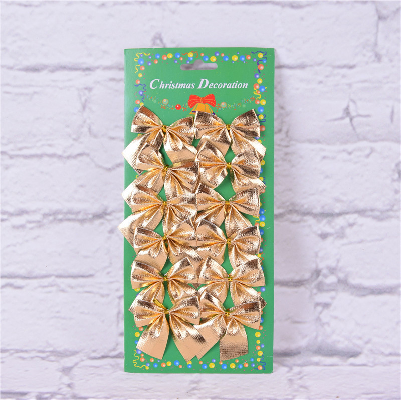 Navidad decoraciones 5,5 cm oro y plata paño rojo bowknot (12 Navidad bowknot Navidad necesidades diarias