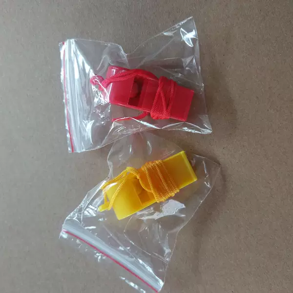 Plastic Colorful Whistle Single Package