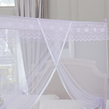 新款三开门方顶蚊帐 紫色温柔纺织宫廷蚊帐 批发透气型蕾丝蚊帐