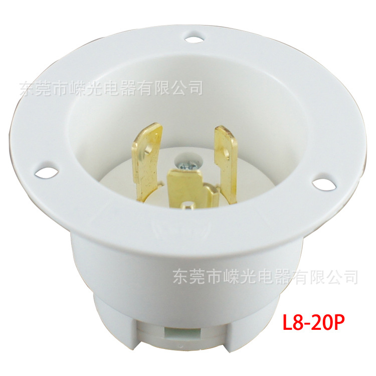 LK-6324FINEMAL8-20P3P20A480V美规工业插头暗装引挂式法兰公头