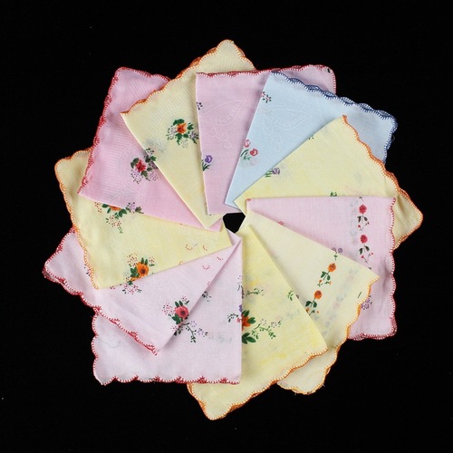 Classic Crescent Edge Women's Hot Selling Wholesale Cotton Handkerchief Classic Vintage Retro Style Women's Cotton Handkerchief