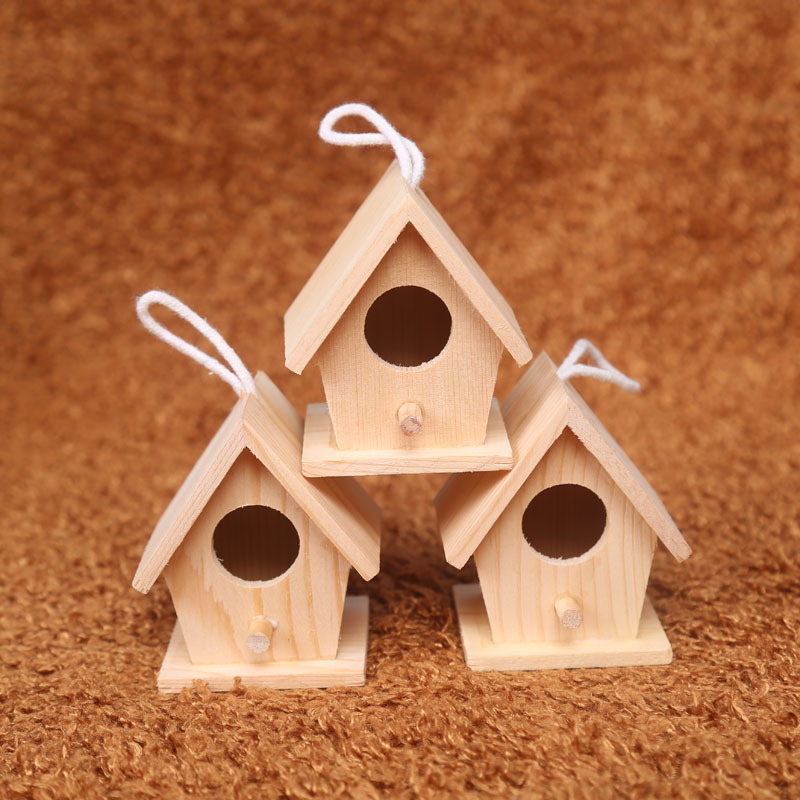 Cross-border diy small birdhouse Hummingbird House mini bird nest wooden Christmas Easter New Year party decoration ornaments