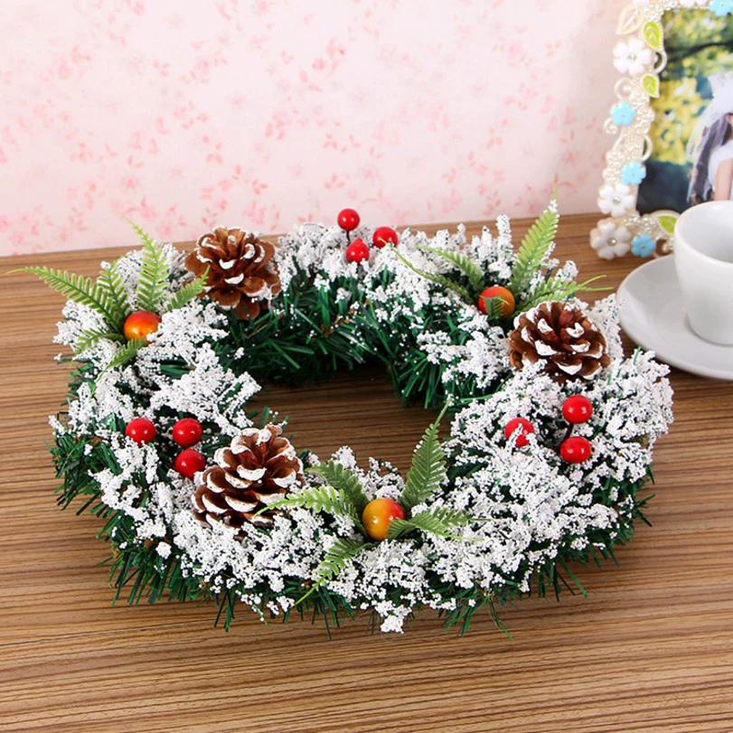  handmade праздничный венок из искусственных цветов, снежная россыпь, сосновые шишки и ягоды, диаметр 20–40 см
