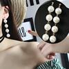 Universal hypoallergenic earrings from pearl with tassels, Japanese and Korean, simple and elegant design