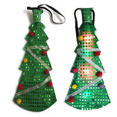 Árbol de Navidad LED luminosa corbata música decoración de Navidad suministros adultos niños pequeño regalo lentejuelas corbata