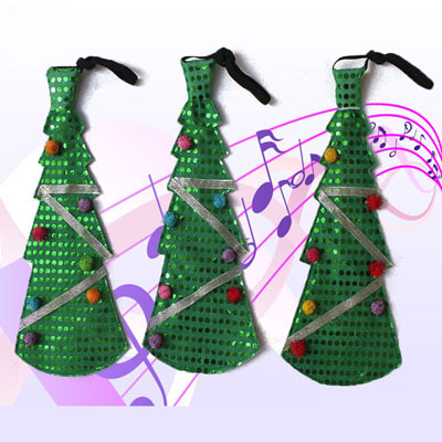Árbol de Navidad LED luminosa corbata música decoración de Navidad suministros adultos niños pequeño regalo lentejuelas corbata