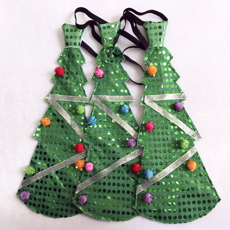 Árbol de Navidad LED luminosa corbata música decoración de Navidad suministros adultos niños pequeño regalo lentejuelas corbata