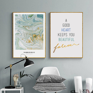 Emerald Nordic Abstract Decorative Painting Modern Living Room Letter Sofa Background Wall Triple Hanging Painting Bedroom Mural Painting