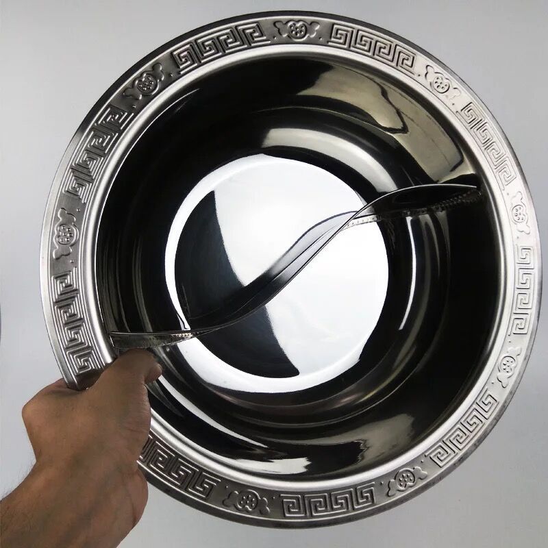 Thickened Chinese round lace hot pot basin clear soup pot mandarin duck with grid pot sub-mother pot induction cooker hot pot pot