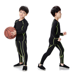 Children's sportswear set for boys and girls, autumn and winter basketball leggings running training elastic warm tight clothing dropshipping