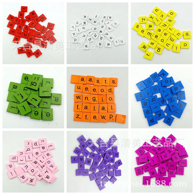 Impresión de letras en inglés estándar en minúsculas, bloques de color, letras en inglés, 100 piezas, un paquete de 18*20mm