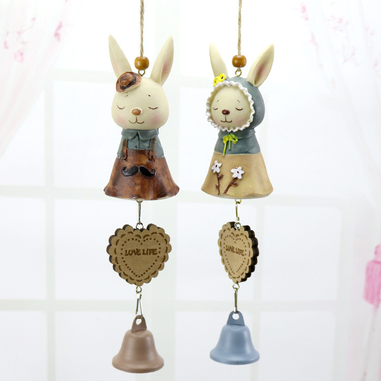 zakka Grocery Rabbit Resin Crafts Cartoon Hanging Wind Bell Couple Student Valentine's Day Gift Pendant zakka Grocery Rabbit Resin Crafts Cartoon Hanging Wind Bell Couple Student Valentine's Day Gift Pendant