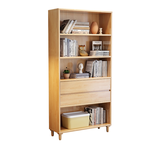 Modern minimalist home bookshelf solid wood bookcase simple storage rack floor-standing living room combination storage cabinet