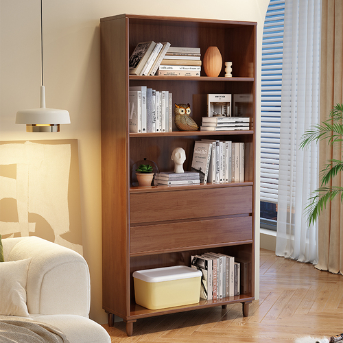 Modern minimalist home bookshelf solid wood bookcase simple storage rack floor-standing living room combination storage cabinet