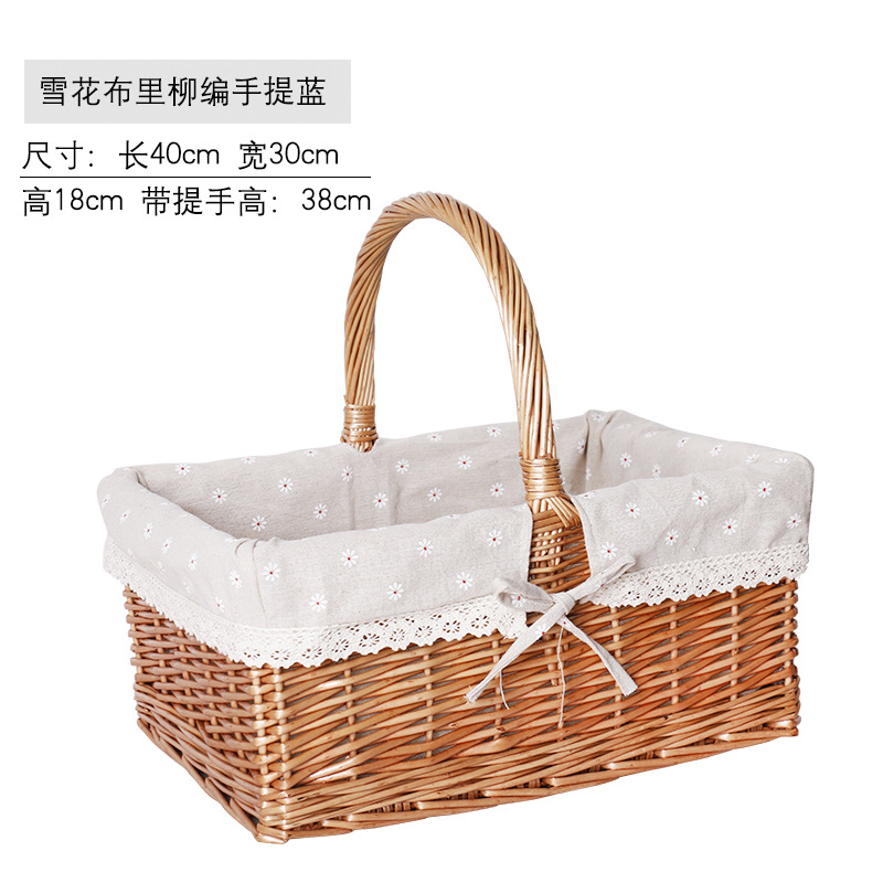 Cesta de Mimbre al por Mayor, Cesta de Compras, Cesta de Picnic, Cesta de Almacenamiento de Ratán con Tapa, Cesta de Regalo, Cesta de Almacenamiento