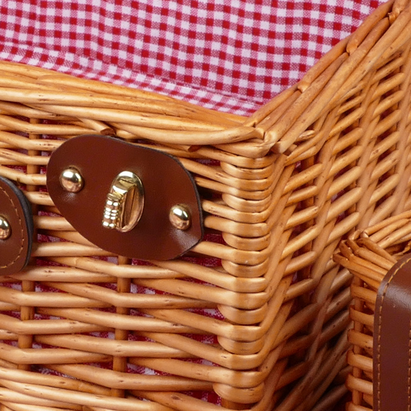Comercio exterior al por mayor mimbre de mimbre portátil cesta de picnic con tapa cesta de regalo cesta de almacenamiento
