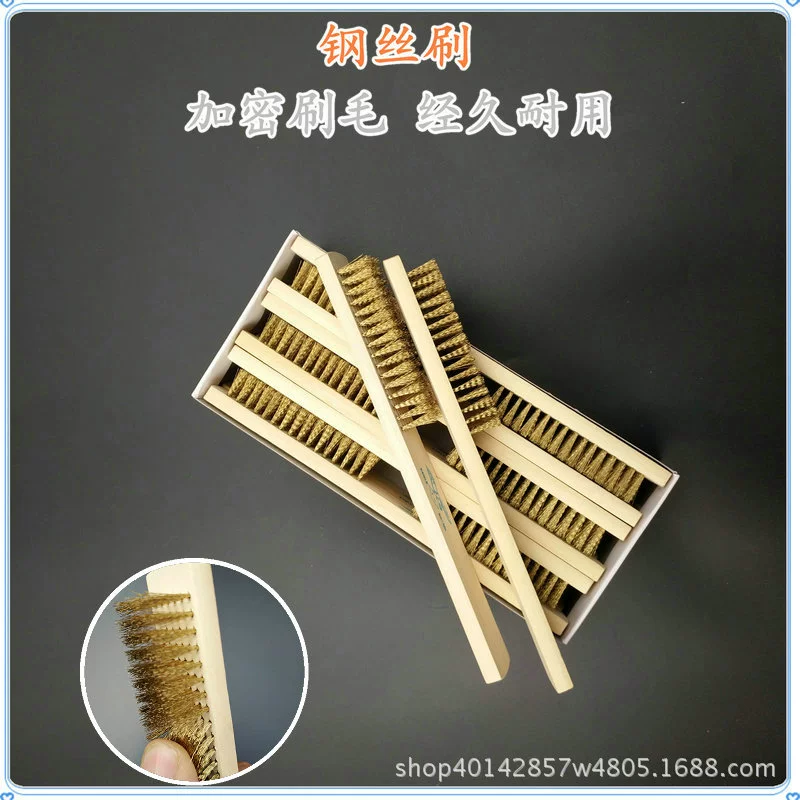 Щетка с деревянной ручкой 6*16, медная, стальная, из нержавеющей стали, для хобби, для удаления ржавчины, инструмент для обработки металла