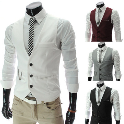 Men's Suit Vest New Slim-fit Korean Men's Work Clothes Suit Vest Men's Best Man Business Wear Men's Vest