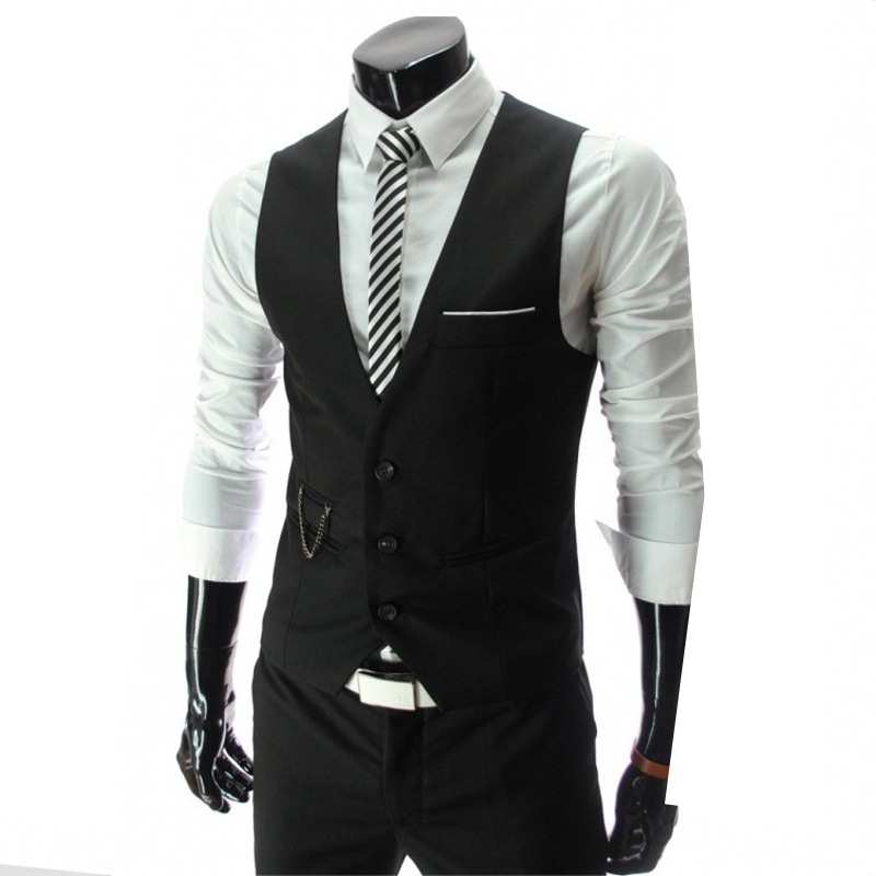 Men's Suit Vest New Slim-fit Korean Men's Work Clothes Suit Vest Men's Best Man Business Wear Men's Vest