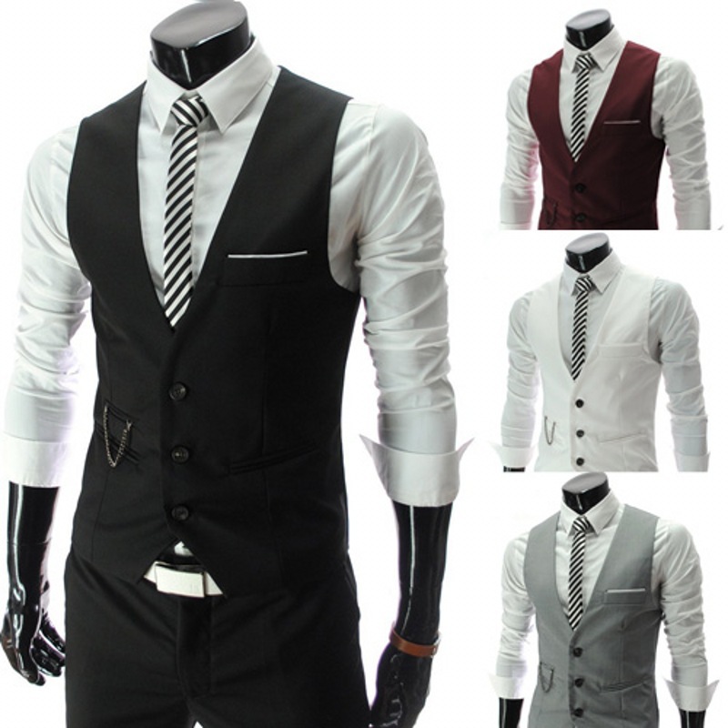 Men's Suit Vest New Slim-fit Korean Men's Work Clothes Suit Vest Men's Best Man Business Wear Men's Vest